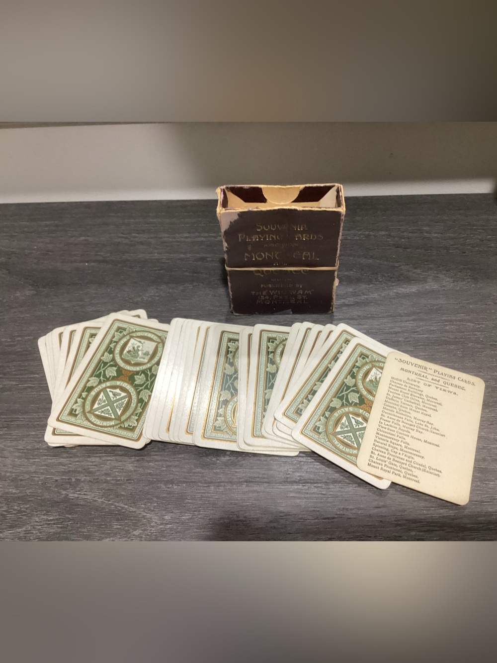 Antique Souvenir playing cards for Montreal and Quebec published by “The Wigwam - Picture 2 of 7